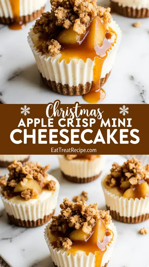 Minimalist Christmas apple crisp mini cheesecakes