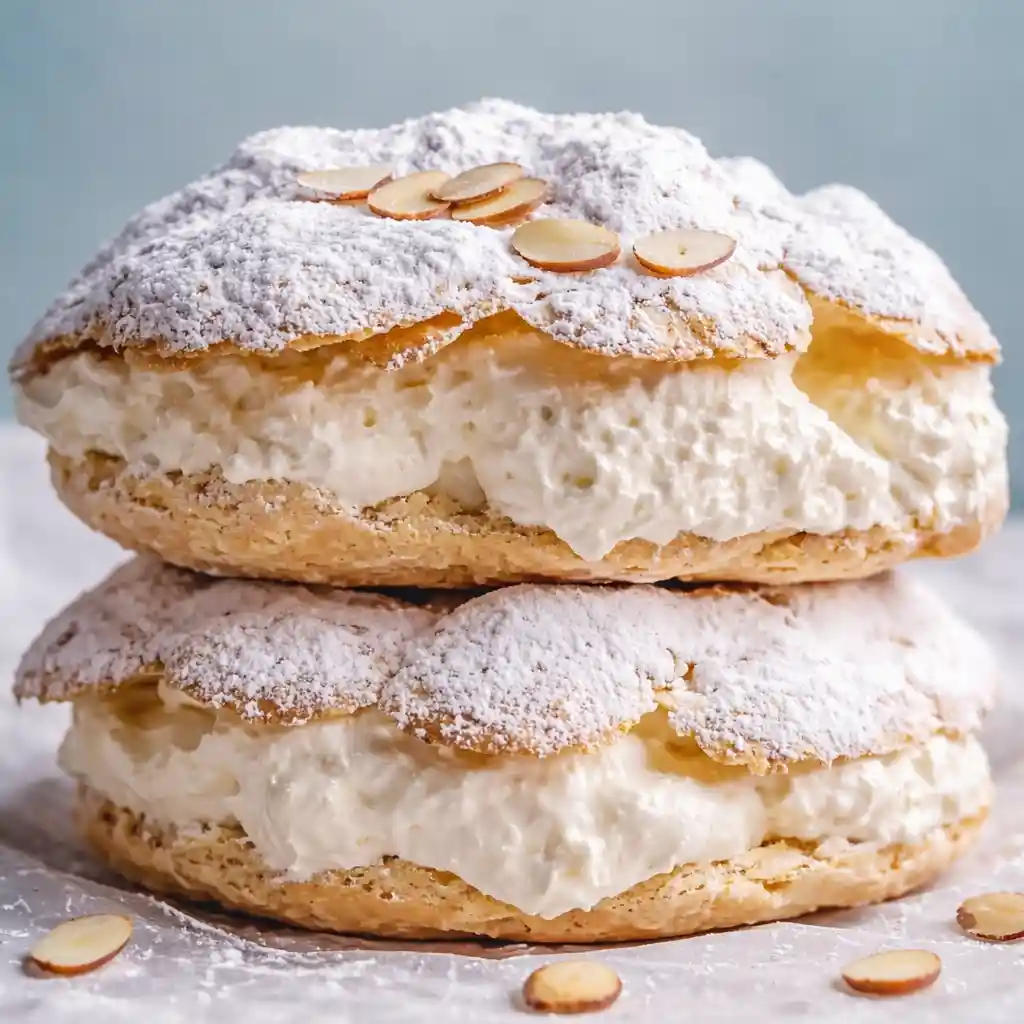 Almond Dacquoise Cream Clouds minimalist French almond dessert