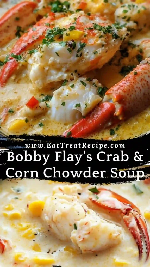 Bobby Flay's crab and corn chowder soup served creamy and golden
