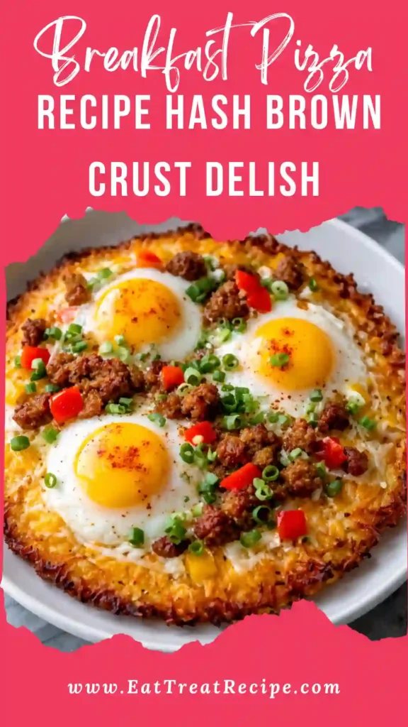 Breakfast pizza recipe with crispy hash brown crust eggs and cheese modern style