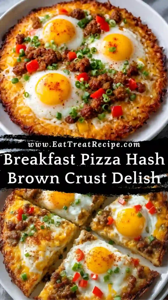 Breakfast pizza recipe with crispy hash brown crust eggs and cheese modern style