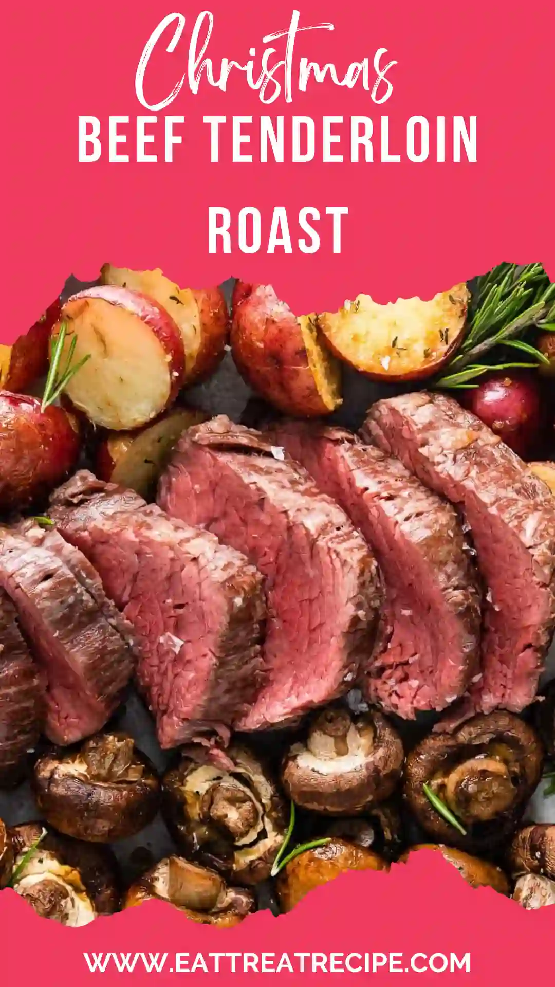 Fine-dining style hero shot of holiday tenderloin roast.