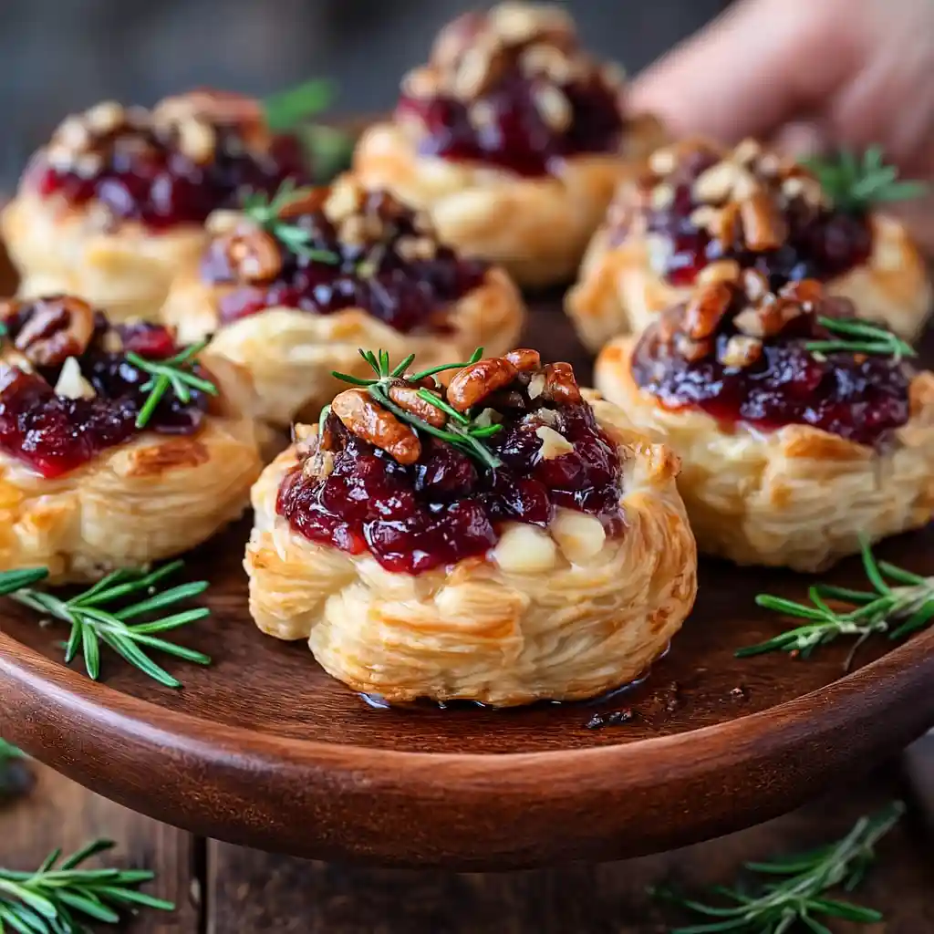Golden brie and cranberry bites