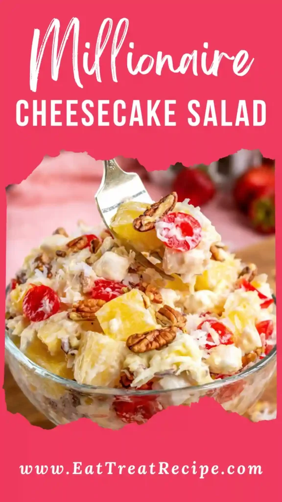 Millionaire cheesecake salad with creamy cheesecake base and fruit modern style