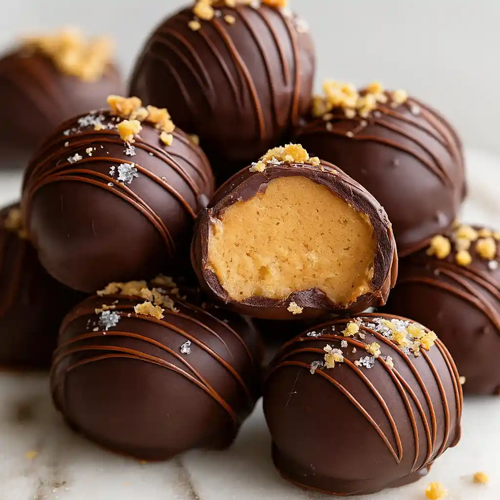 No-Bake Peanut Butter Cheesecake Balls in a modern minimalist style