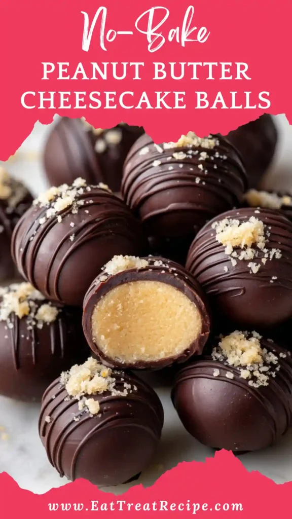 No-Bake Peanut Butter Cheesecake Balls in a modern minimalist style