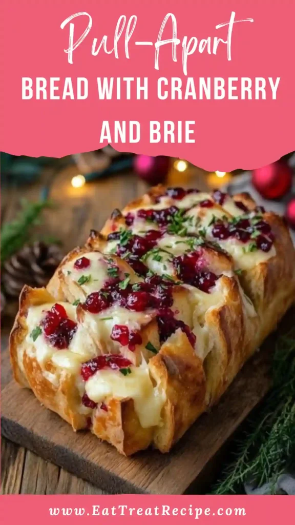 Pull-Apart Bread with Cranberry & Brie on modern minimalist platter
