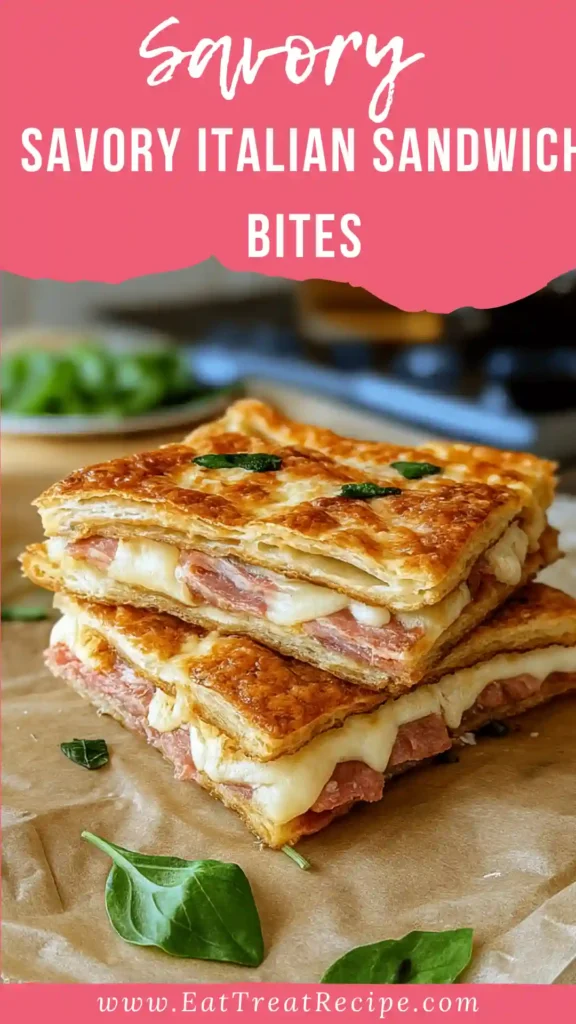 Minimalist Italian sandwich bites cut into clean squares