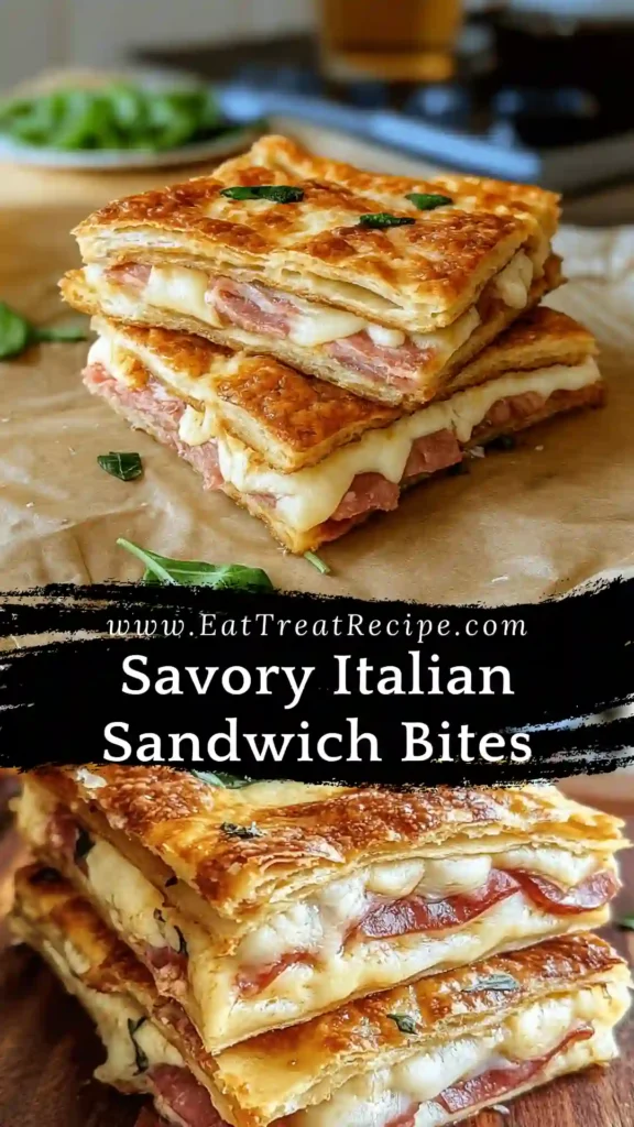 Minimalist Italian sandwich bites cut into clean squares