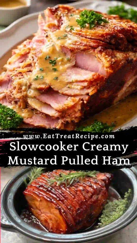 Slowcooker creamy mustard pulled ham modern comfort food