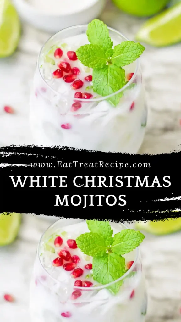 White Christmas mojitos for family with mint and lime