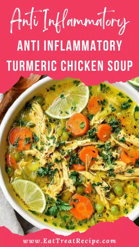 Anti Inflammatory Turmeric Chicken Soup in a minimalist bowl