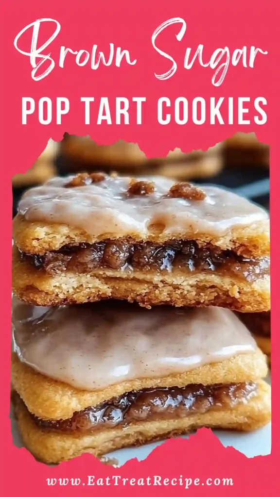 Brown Sugar Pop Tart Cookies with cinnamon filling on white marble background