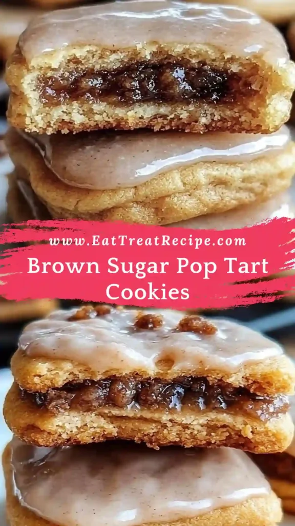 Brown Sugar Pop Tart Cookies with cinnamon filling on white marble background