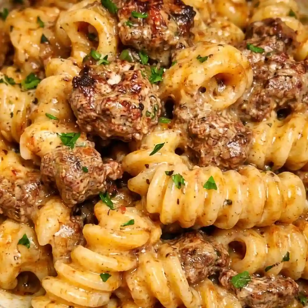 Creamy Paprika Steak Shells served in a modern minimalist bowl