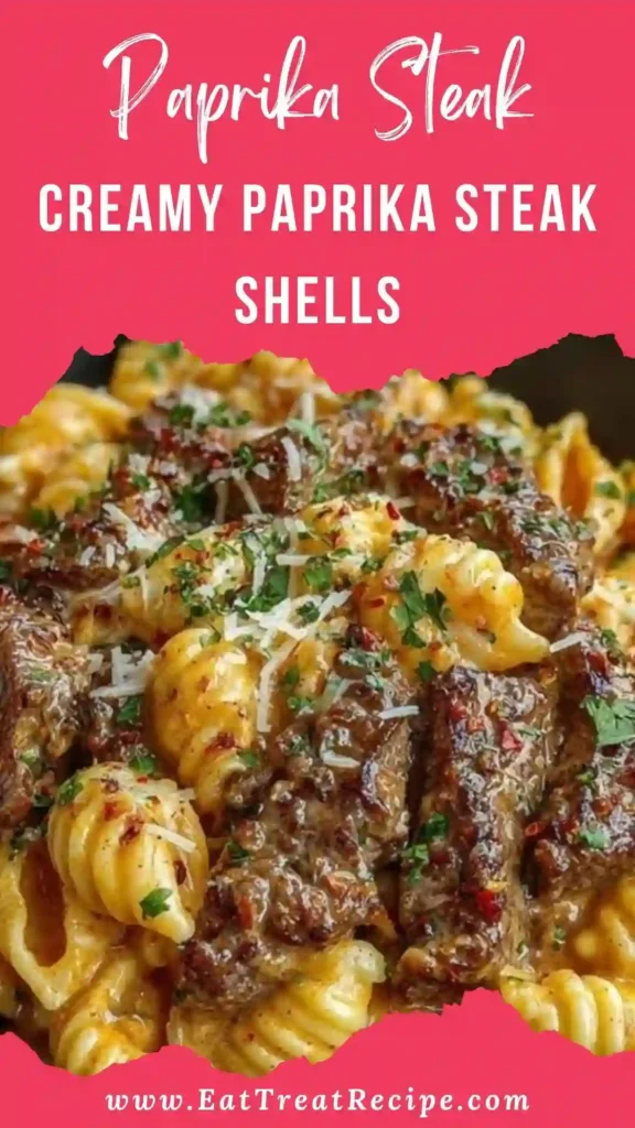 Creamy Paprika Steak Shells served in a modern minimalist bowl