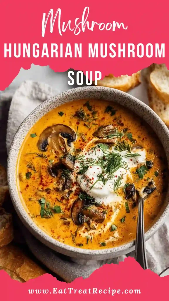 Hungarian Mushroom Soup served in a modern minimalist bowl