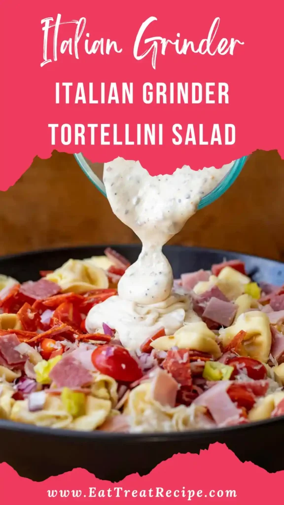 Italian Grinder Tortellini Salad with cheese tortellini and Italian meats