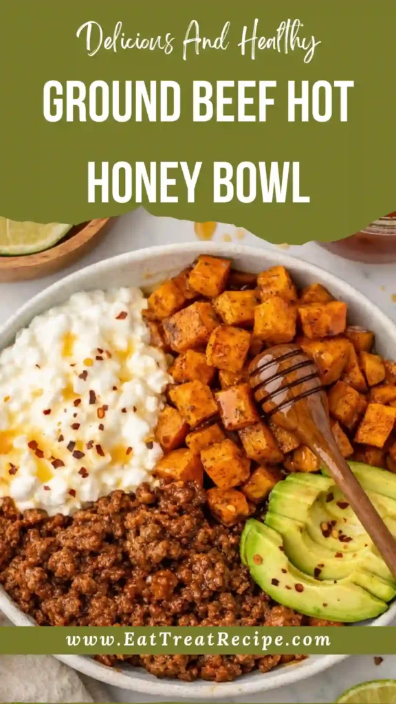 Serving ground beef hot honey bowl high protein healthy dinner