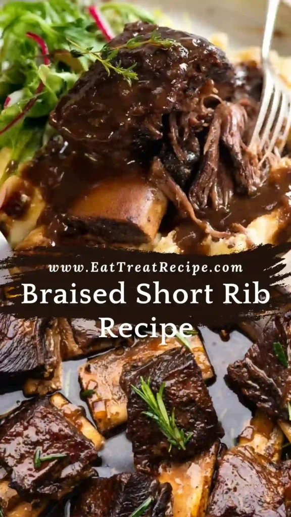 Braised Short Rib cooked in Dutch oven with rich red wine sauce