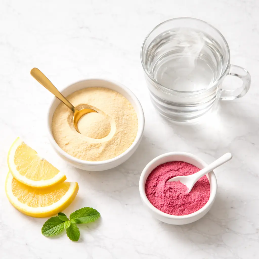 Jello Weight Loss Recipe ingredients flat lay