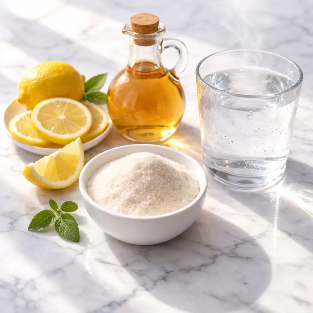 Clear gelatin cubes inspired by the Jillian Michaels gelatin recipe served in modern white bowl
