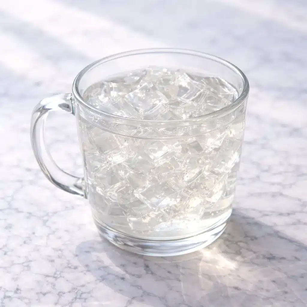 Clear gelatin cubes inspired by the Jillian Michaels gelatin recipe served in modern white bowl