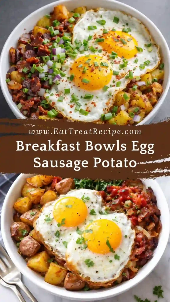 egg sausage breakfast meal prep bowls in containers for the week