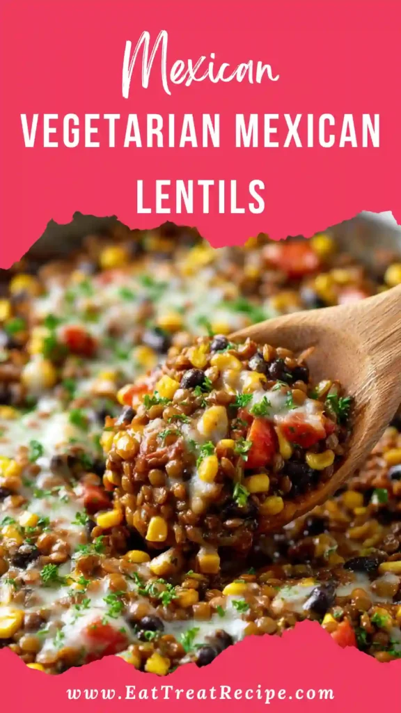 Vegetarian Mexican Lentils served in a rustic white bowl with lime and cilantro on white marble surface