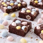 3 ingredient easter fudge mini eggs chocolate squares colorful