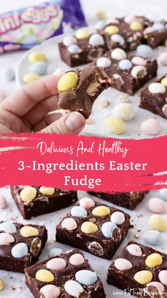 3 ingredient easter fudge mini eggs chocolate squares colorful