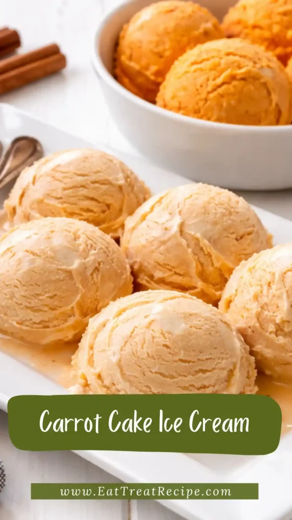 Carrot cake ice cream scoop with cream cheese swirl