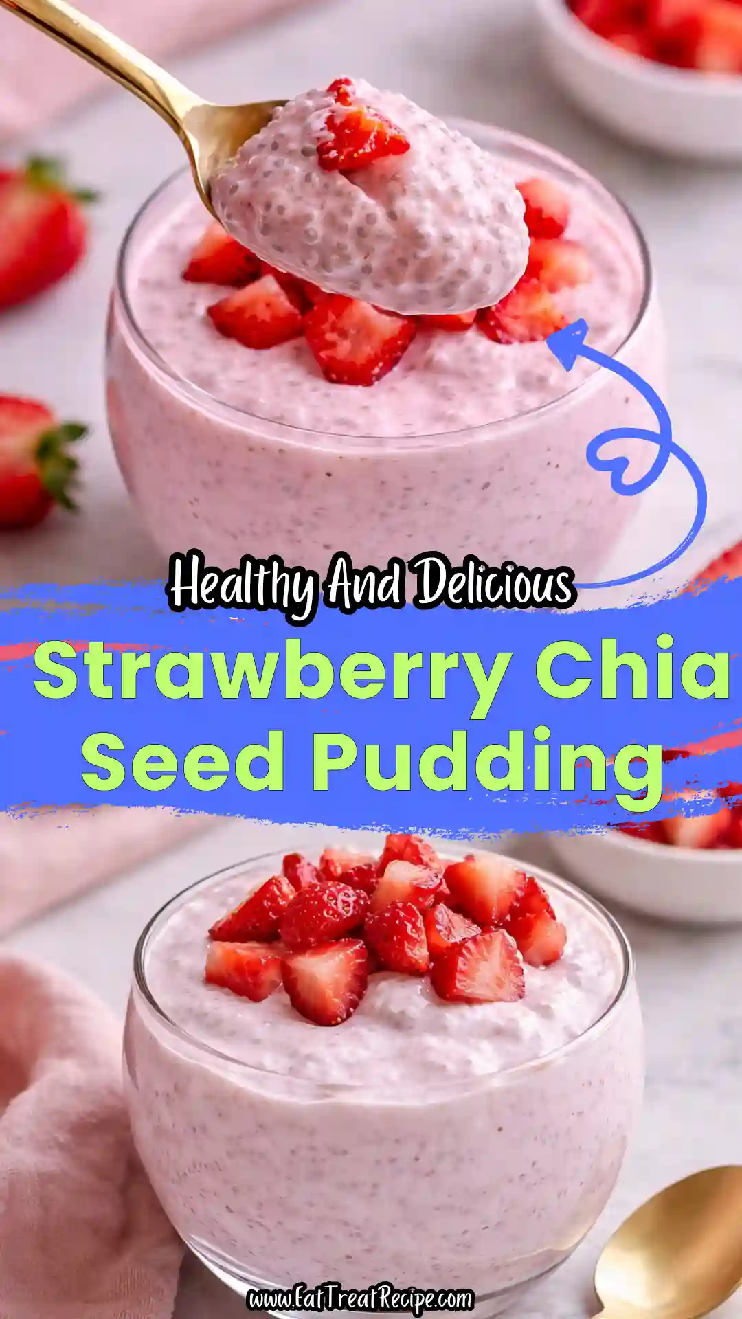 high protein strawberry cheesecake chia seed pudding creamy jar