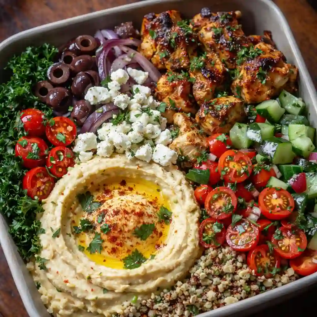 Chicken Hummus Bowl (Healthy Mediterranean Protein Bowl)