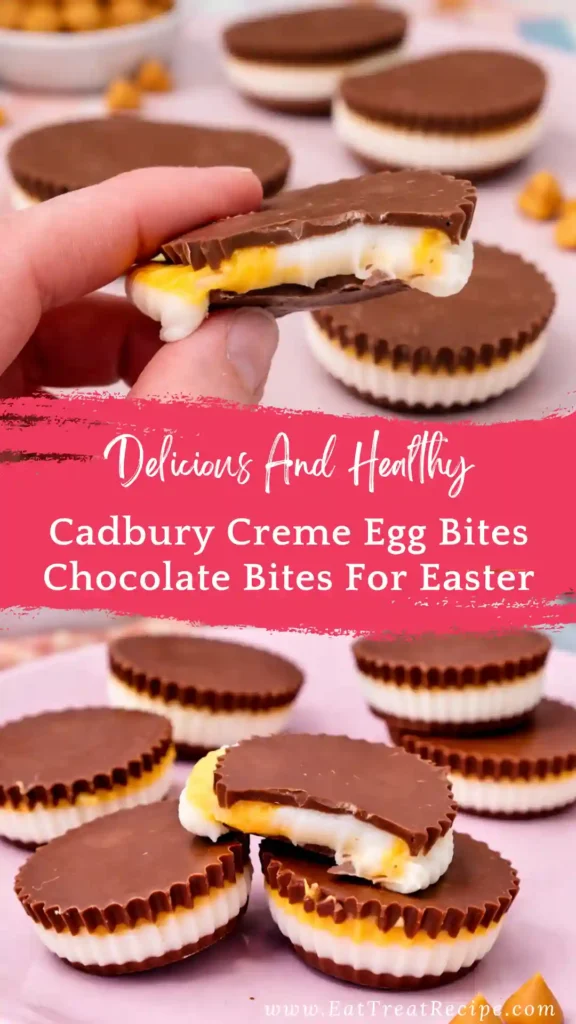 cadbury creme egg bites smooth chocolate shell creamy filling close up