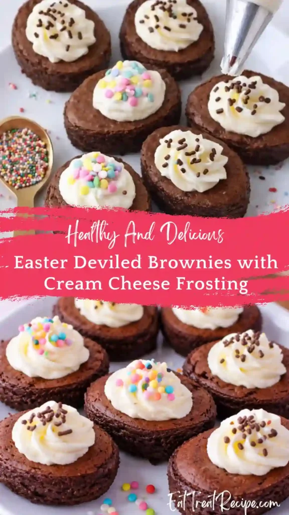 easter deviled brownies with cream cheese frosting