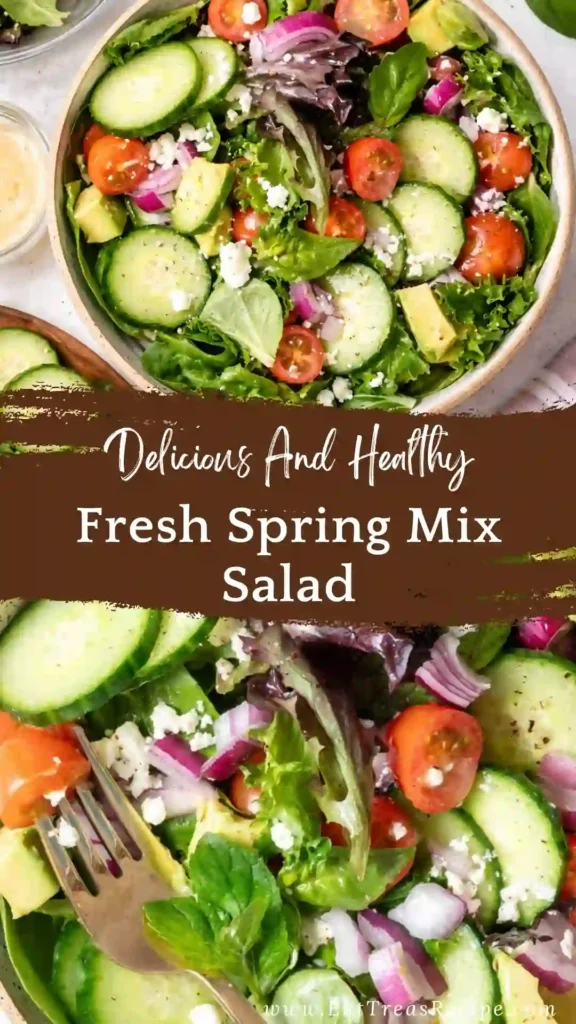 fresh spring mix salad with strawberries and feta