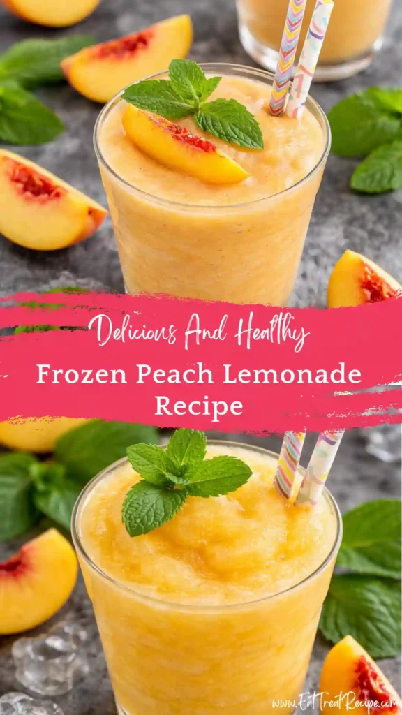 frozen peach lemonade slush drink refreshing summer glass