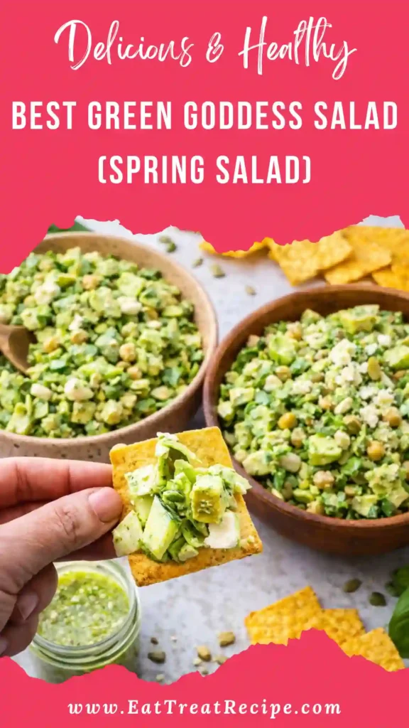 Green Goddess Salad with creamy herb dressing in a white bowl