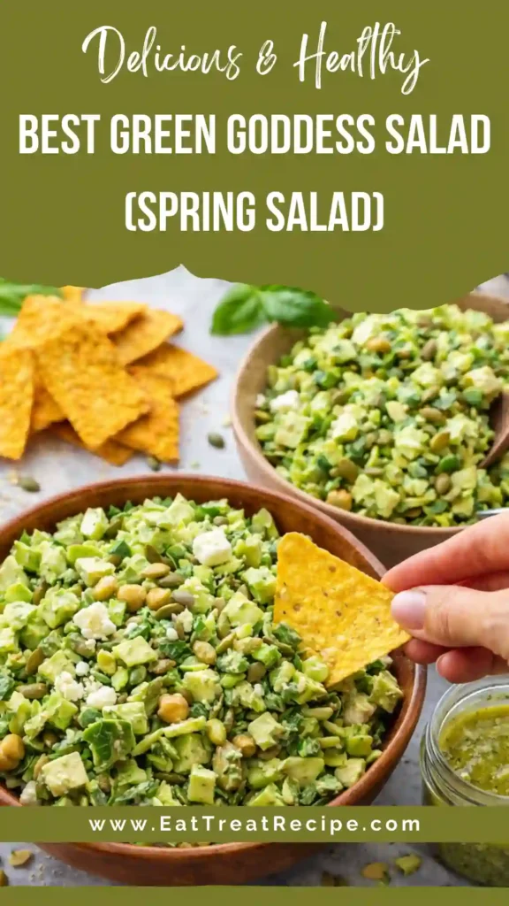 Green Goddess Salad with creamy herb dressing in a white bowl