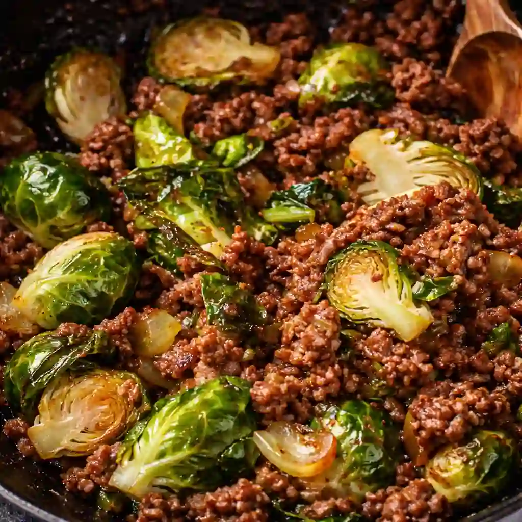 ground beef and brussels sprouts skillet recipe