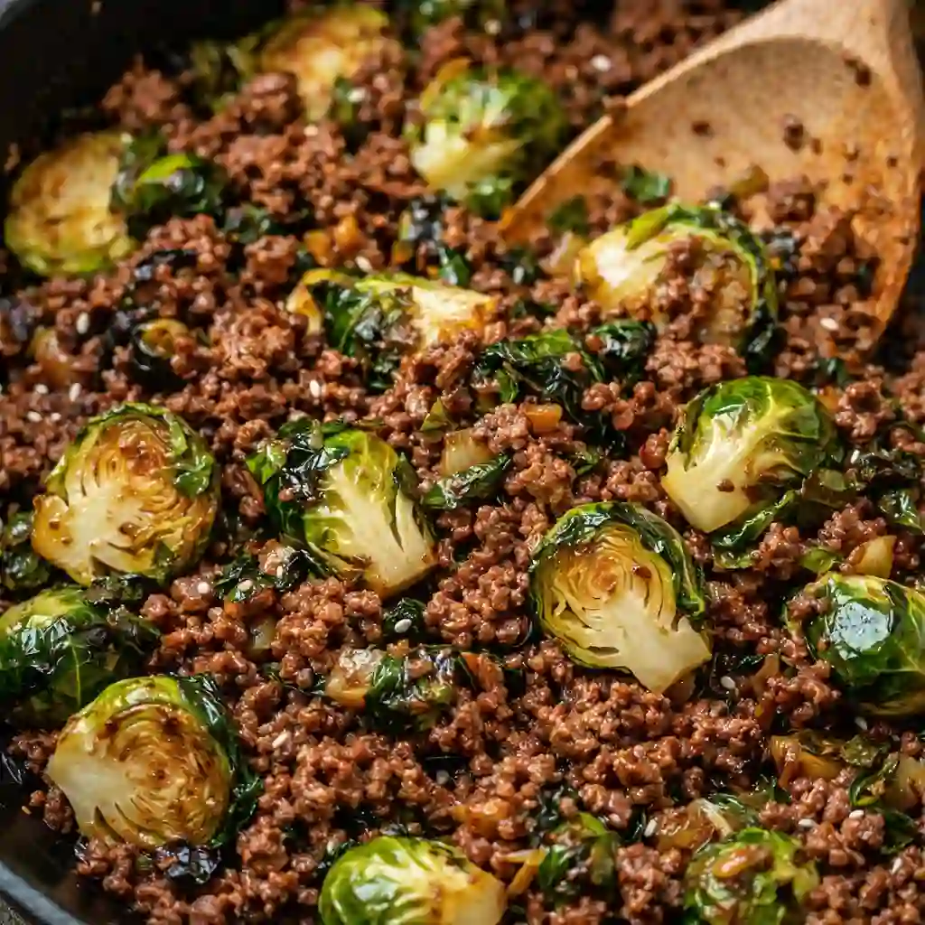 ground beef and brussels sprouts skillet recipe