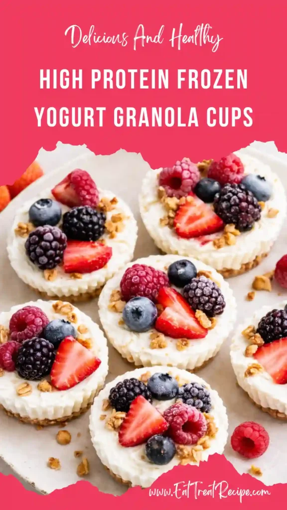 high protein frozen yogurt granola cups healthy snack berries