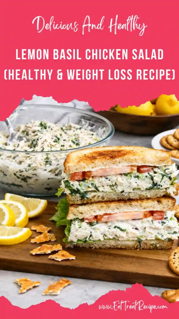 high protein lemon basil chicken salad healthy bowl fresh herbs