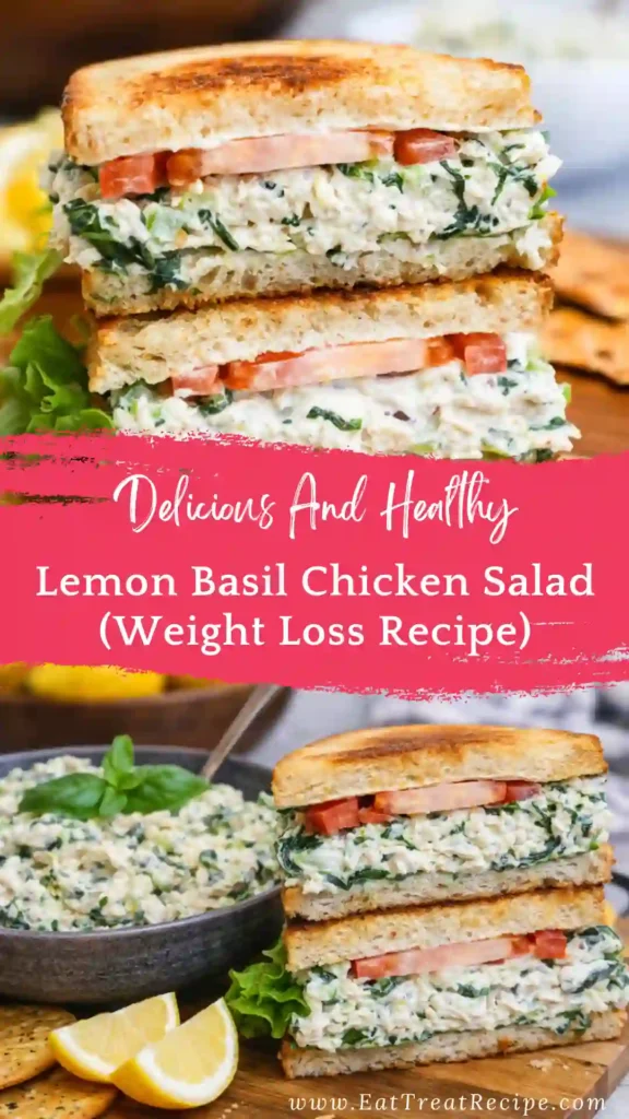 high protein lemon basil chicken salad healthy bowl fresh herbs