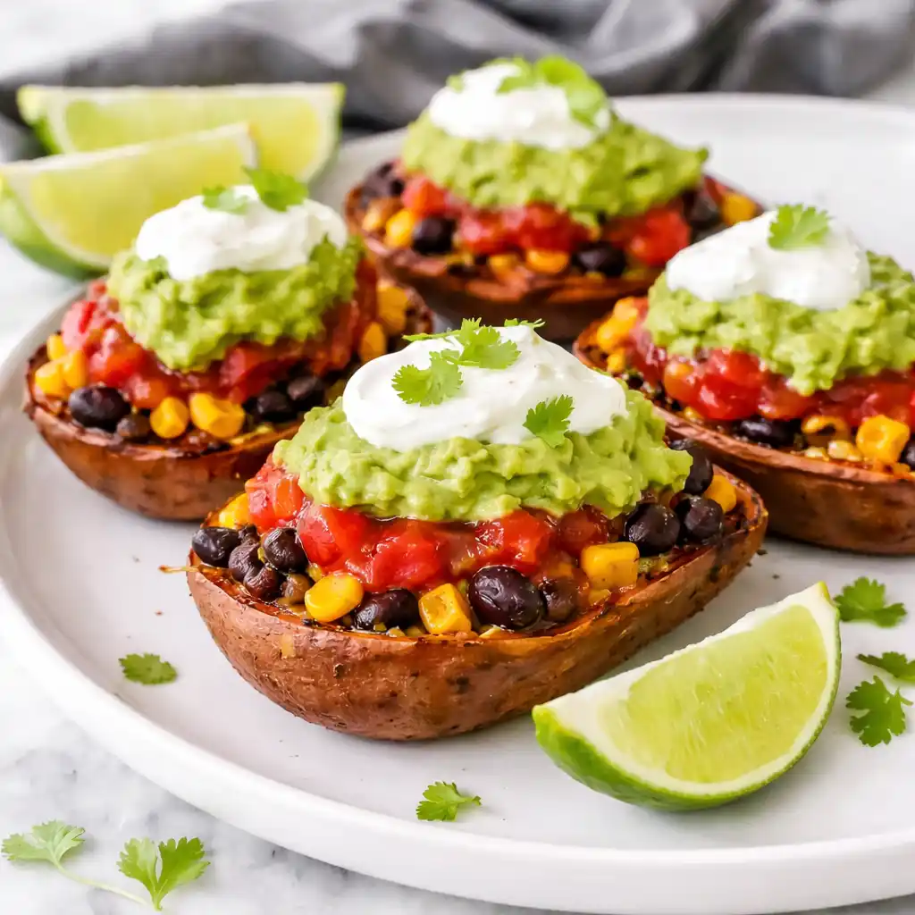 high protein loaded black bean taco sweet potatoes vegan bowl