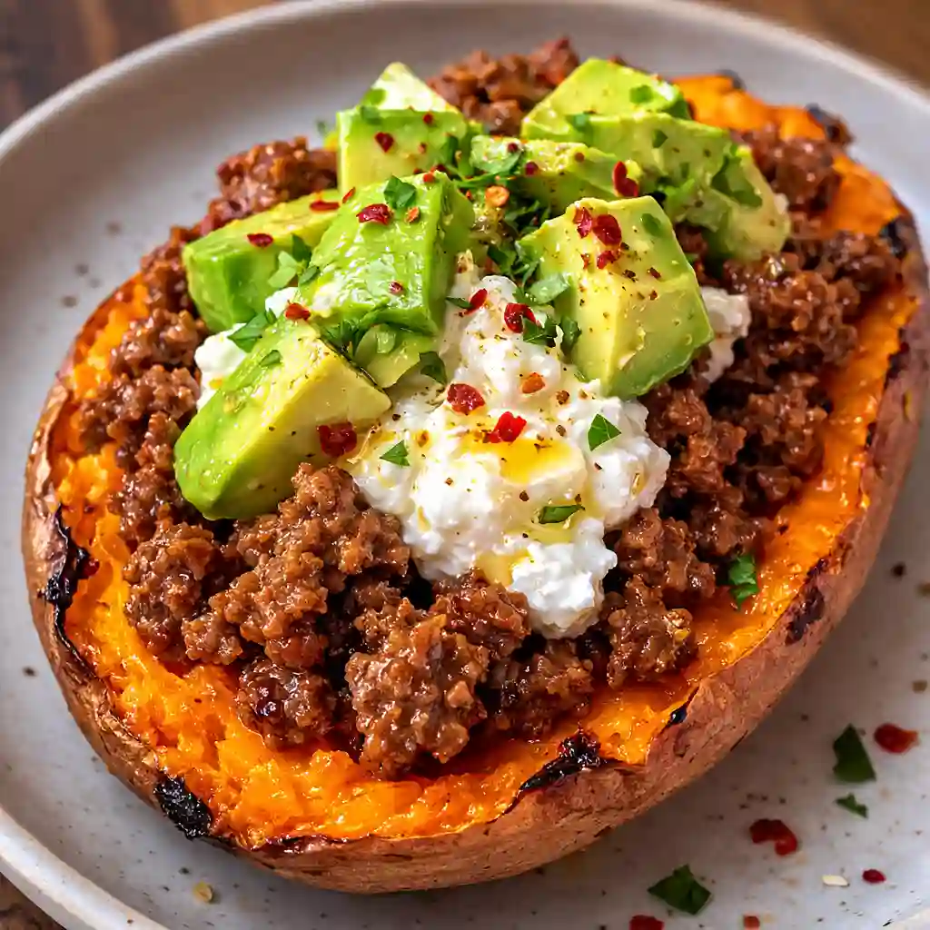 hot honey beef and sweet potato boats recipe