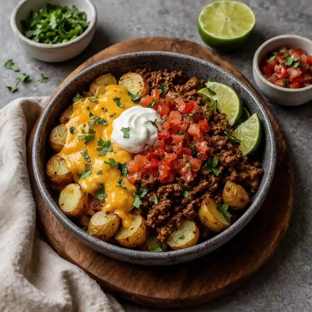 Loaded Fiesta Potato Bowls crispy cheesy