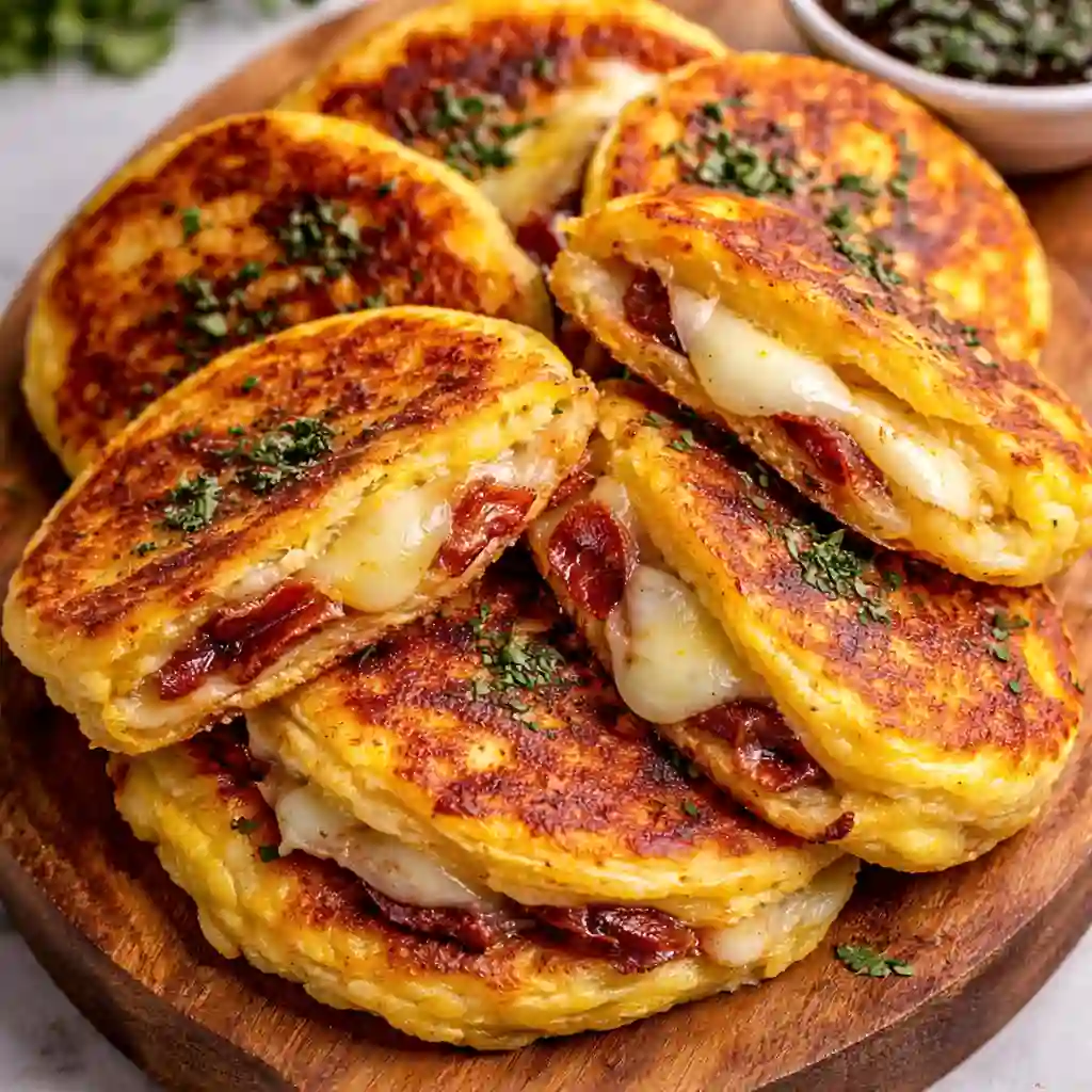 modern Venezuelan sweet corn cachapas clean presentation