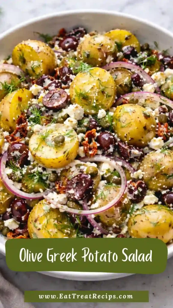 olive greek potato salad with feta and kalamata olives